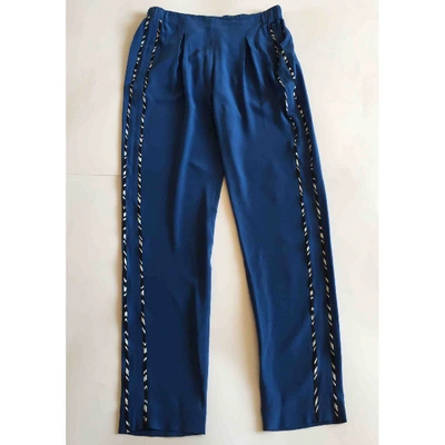 Pre-owned Fendi Silk Trousers In Blue