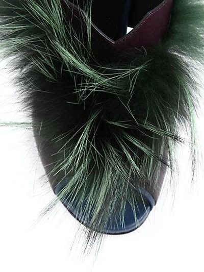 Shop Fendi Bugs Fox Fur & Leather Sandals In Multicolor