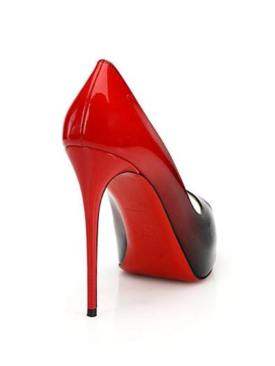 Shop Christian Louboutin Very Prive Ombré Patent Leather Peep-toe Pumps In Black-red