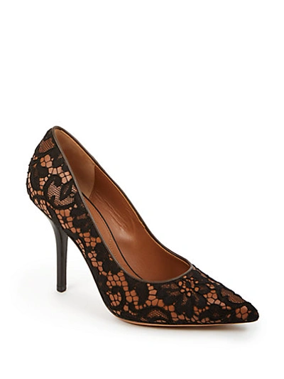 Shop Givenchy Pamela Lace-covered Leather Pumps In Black