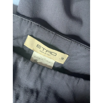 Pre-owned Etro Wool Large Pants In Anthracite
