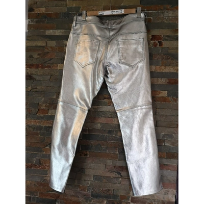 Pre-owned Isabel Marant Étoile Silver Leather Trousers