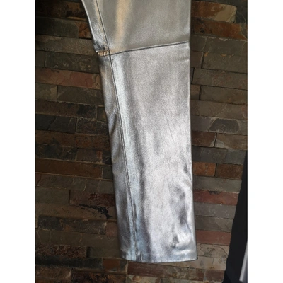 Pre-owned Isabel Marant Étoile Silver Leather Trousers