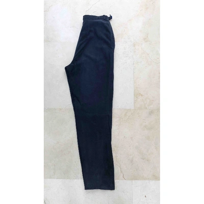 Pre-owned Saint Laurent Navy Suede Trousers