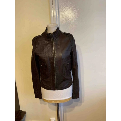 Pre-owned Max & Moi Leather Biker Jacket In Brown