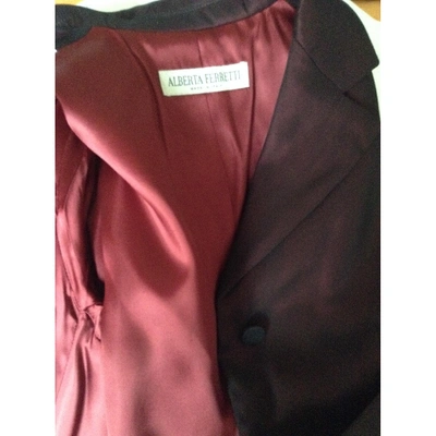 Pre-owned Alberta Ferretti Silk Suit Jacket In Burgundy