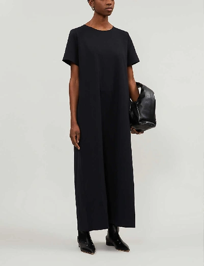 Shop The Row Rozi Short-sleeved Scuba Midi Dress In Black