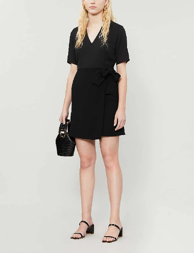 Shop Claudie Pierlot Wrap-over Crepe Mini Dress