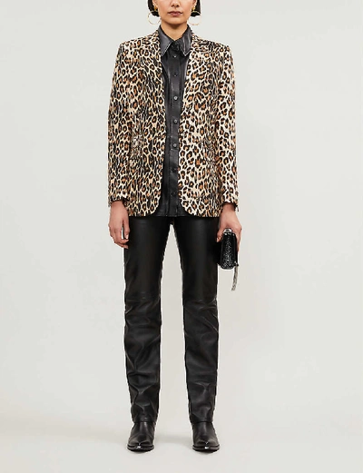 Shop The Kooples Leopard-print Crepe Single-breasted Blazer In Leo01