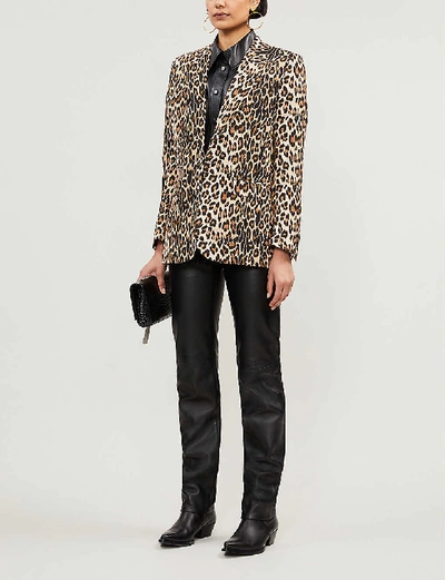Shop The Kooples Leopard-print Crepe Single-breasted Blazer In Leo01