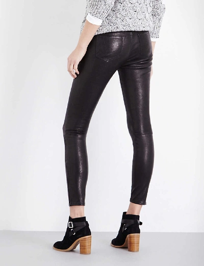 Shop J Brand Womens Noir L8001 Skinny Mid-rise Leather Leggings 26