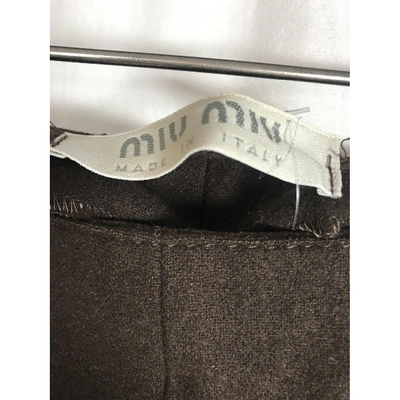 Pre-owned Miu Miu Wool Straight Pants In Brown