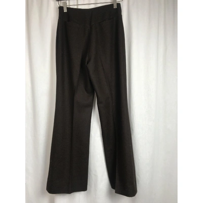 Pre-owned Miu Miu Wool Straight Pants In Brown