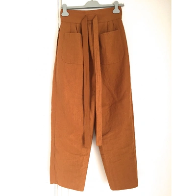 Pre-owned Marc Jacobs Linen Carot Pants In Camel