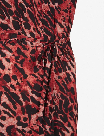 Shop Allsaints Tate Ambient-print Crepe Midi Dress In Red