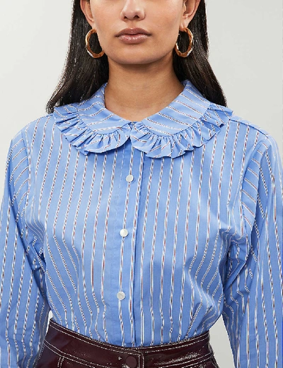 Shop Maje Calia Peter-pan Collar Cotton-poplin Shirt