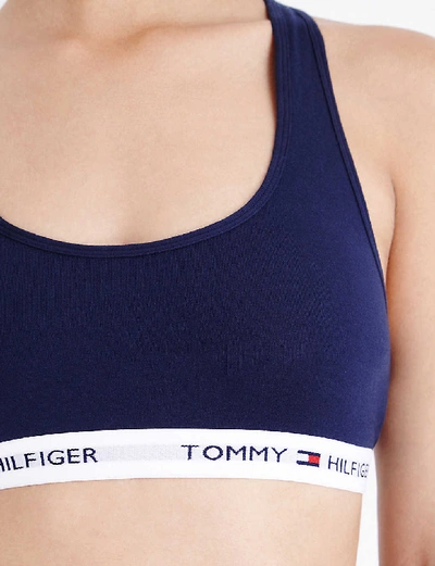 Shop Tommy Hilfiger Iconic Stretch-cotton Bralette In Navy Blazer