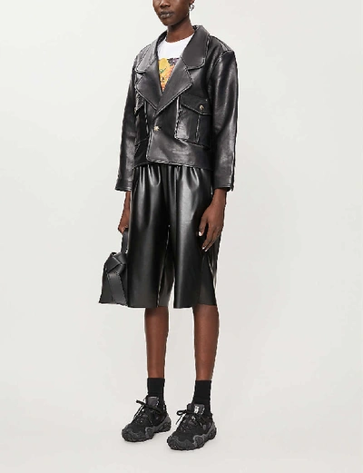 Sandro Shanny Cropped Leather Jacket In Black | ModeSens