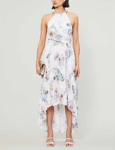 Shop Ted Baker Daniiey Woodland-print Chiffon Maxi Dress In Pl-pink