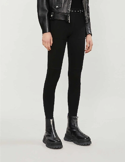 Shop The Kooples Sport Mid-rise Stretch-jersey Tapered Trousers