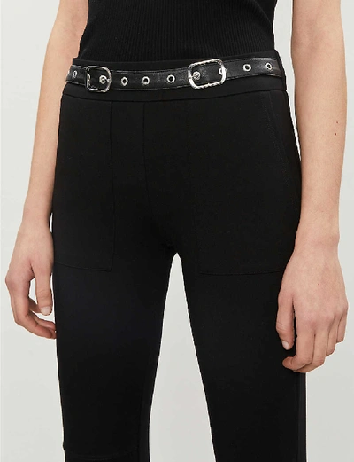 Shop The Kooples Sport Mid-rise Stretch-jersey Tapered Trousers