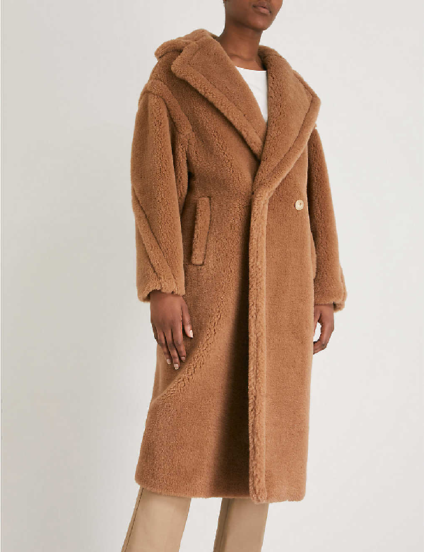 Max Mara Teddy Double-breasted Faux Fur Coat In Camel | ModeSens