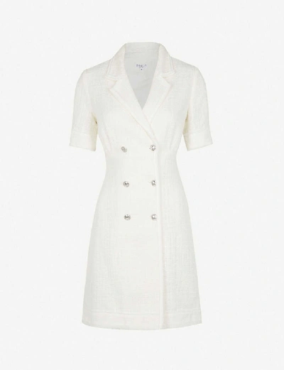 Shop Claudie Pierlot Double-breasted Cotton-blend Tweed Mini Jacket Dress In Ecru