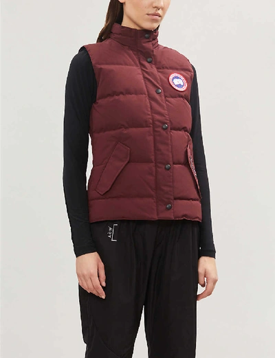 Shop Canada Goose Freestyle Sleeveless Shell-down Gilet In Red Burgundy