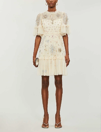 Needle u0026 Thread 'ether' Galaxy Stars Bead Embellished Mini Dress In  Champagne | ModeSens