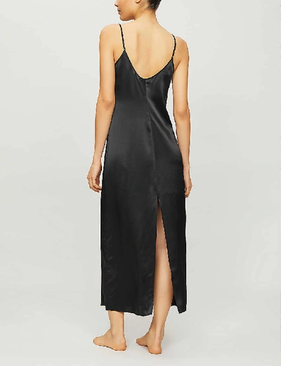 Shop La Perla Long Silk Slip Nightgown In Black