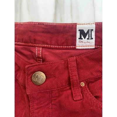 Pre-owned M Missoni Velvet Straight Pants In Red
