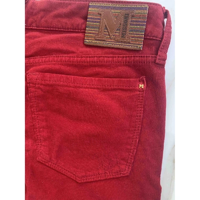 Pre-owned M Missoni Velvet Straight Pants In Red