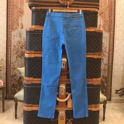 Pre-owned Escada Trousers In Blue