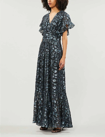 Shop Ba&sh Gemma Metallic Leopard-print Silk-blend Dress