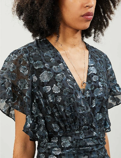 Shop Ba&sh Gemma Metallic Leopard-print Silk-blend Dress