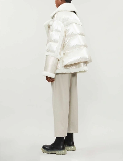 Shop Nicole Benisti Montaigne Metallic Shearling And Shell-down Coat In Pearlwht