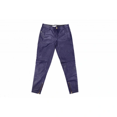 Pre-owned Pierre Balmain Leather Slim Pants In Blue
