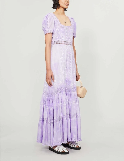 Shop Loveshackfancy Ryan Tiered Cotton Maxi Dress In Lavendar