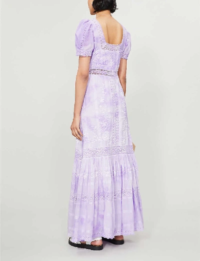 Shop Loveshackfancy Ryan Tiered Cotton Maxi Dress In Lavendar