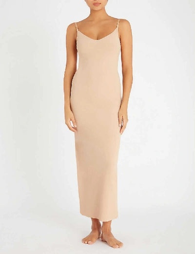 Shop Commando Scoop-neck Microfibre Maxi Slip Dress In True Nude