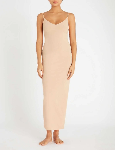 舀-颈部 超细纤维 马克西 滑 穿着