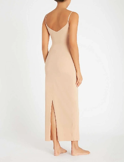 Shop Commando Scoop-neck Microfibre Maxi Slip Dress In True Nude