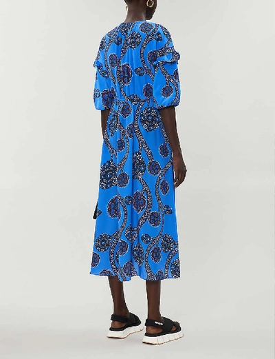 Shop Whistles Limited Edition Seedpod-print Silk Midi Dress In Multi-coloured