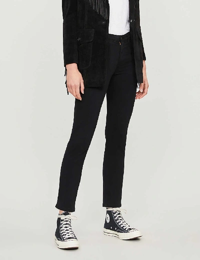 Shop Ag Prima Cropped Cigarette Mid-rise Jeans In Black