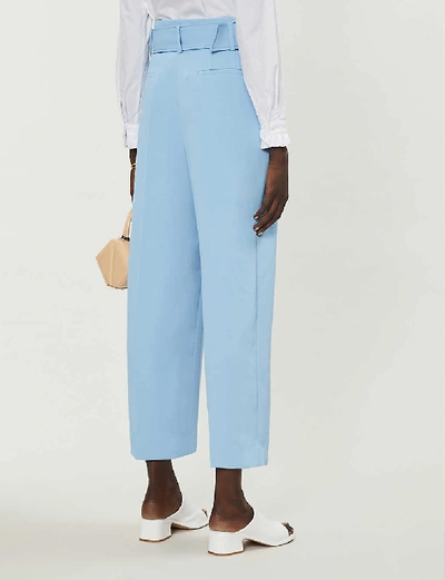 Shop Sandro Ceny High-waisted Twill Trousers In Blue Sky