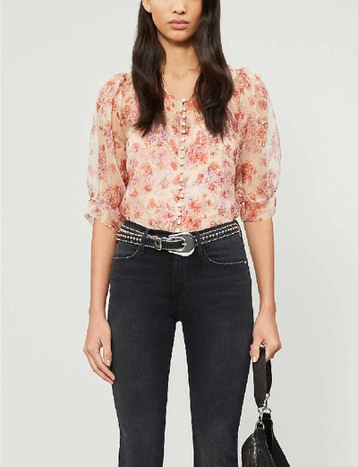 Shop The Kooples Sheer Floral Silk Top