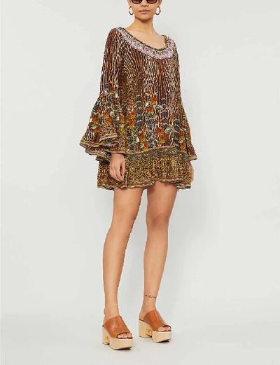 Shop Camilla Wild Azal Leopard-print Silk Mini Dress
