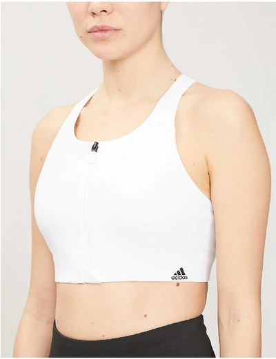 Shop Adidas Originals Seamless Stretch-jersey Sports Bra In White