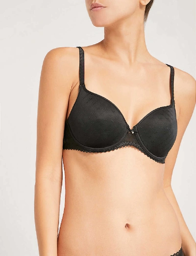 Shop Chantelle Courcelles Stretch-jersey Spacer Bra In Black