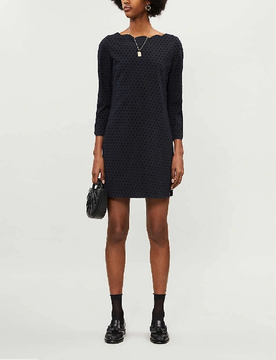 Claudie Pierlot Rover Polka Dot Stretch-woven Mini Dress In Navy | ModeSens